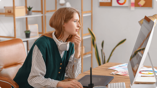 Woman working on computer